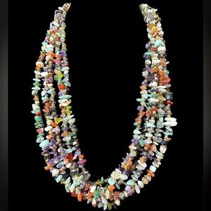 Vintage Multi Gemstone Five Strand Necklace